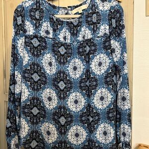 LOFT Blue Patterned Women's Top